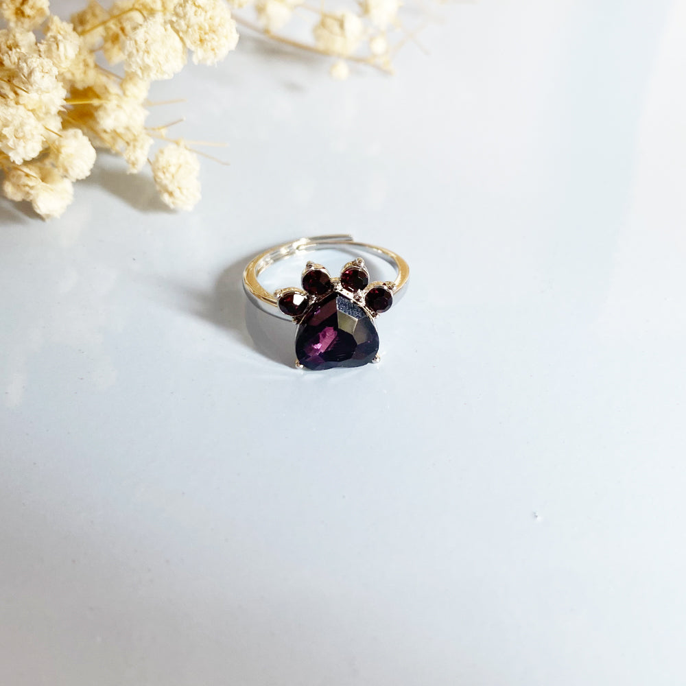 Paw Print Birthstone Rings