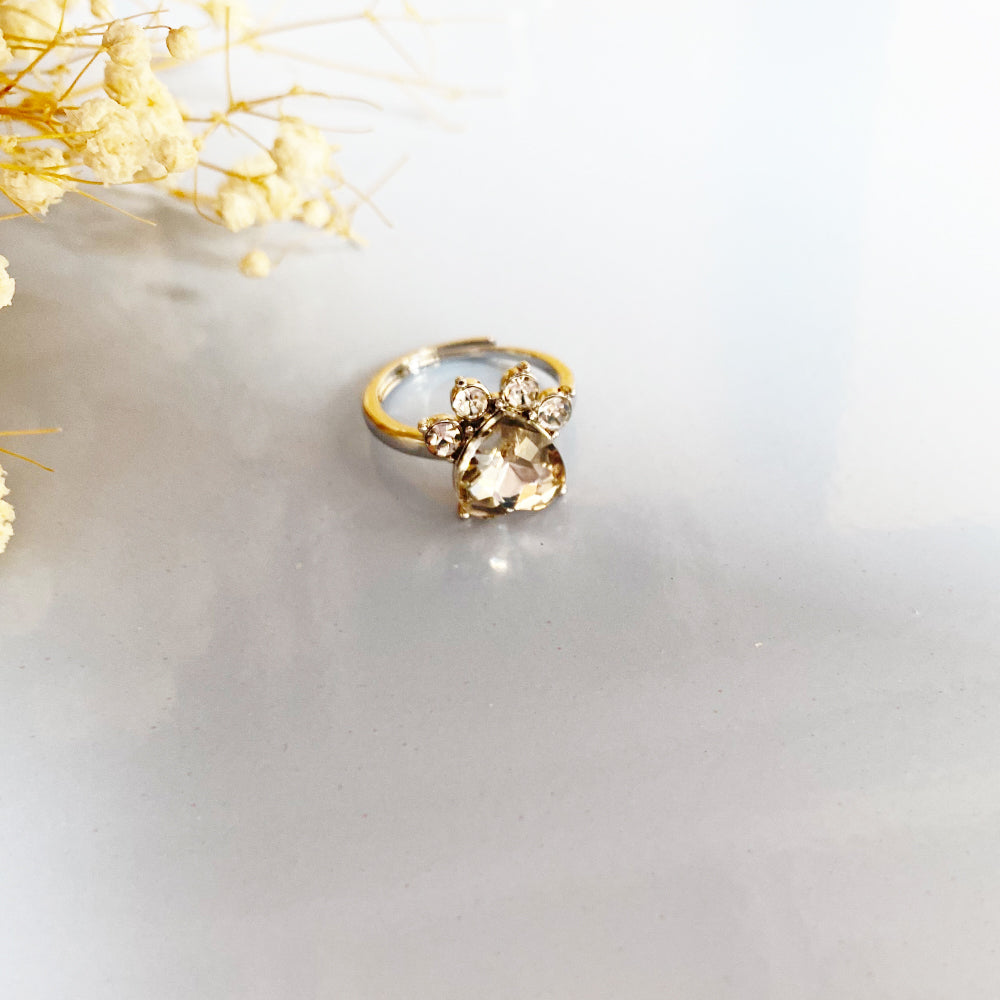 Paw Print Birthstone Rings