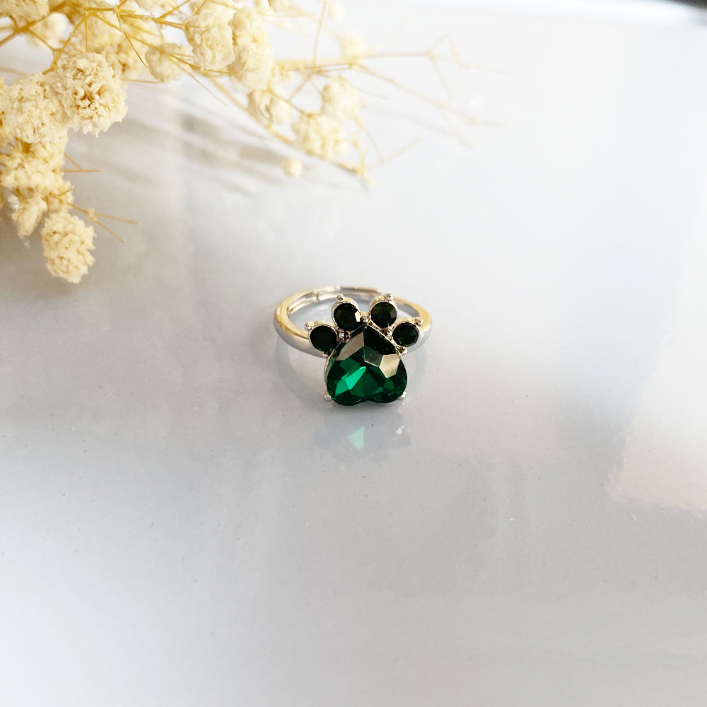 Paw Print Birthstone Rings