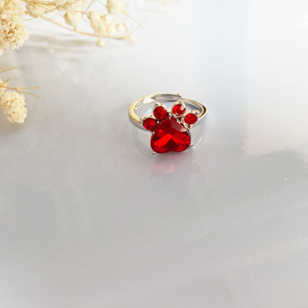 Paw Print Birthstone Rings