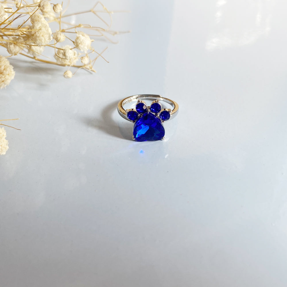 Paw Print Birthstone Rings