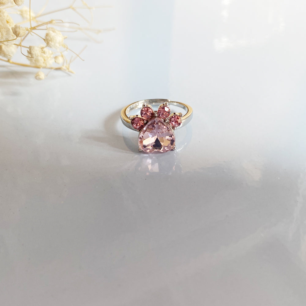 Paw Print Birthstone Rings