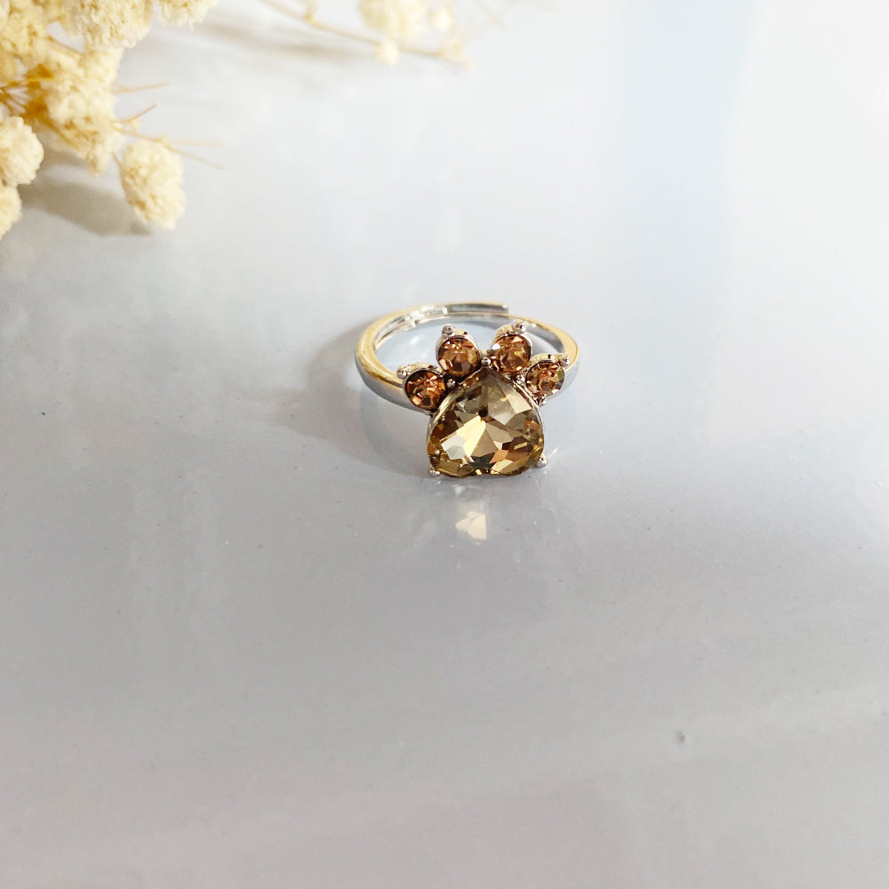 Paw Print Birthstone Rings