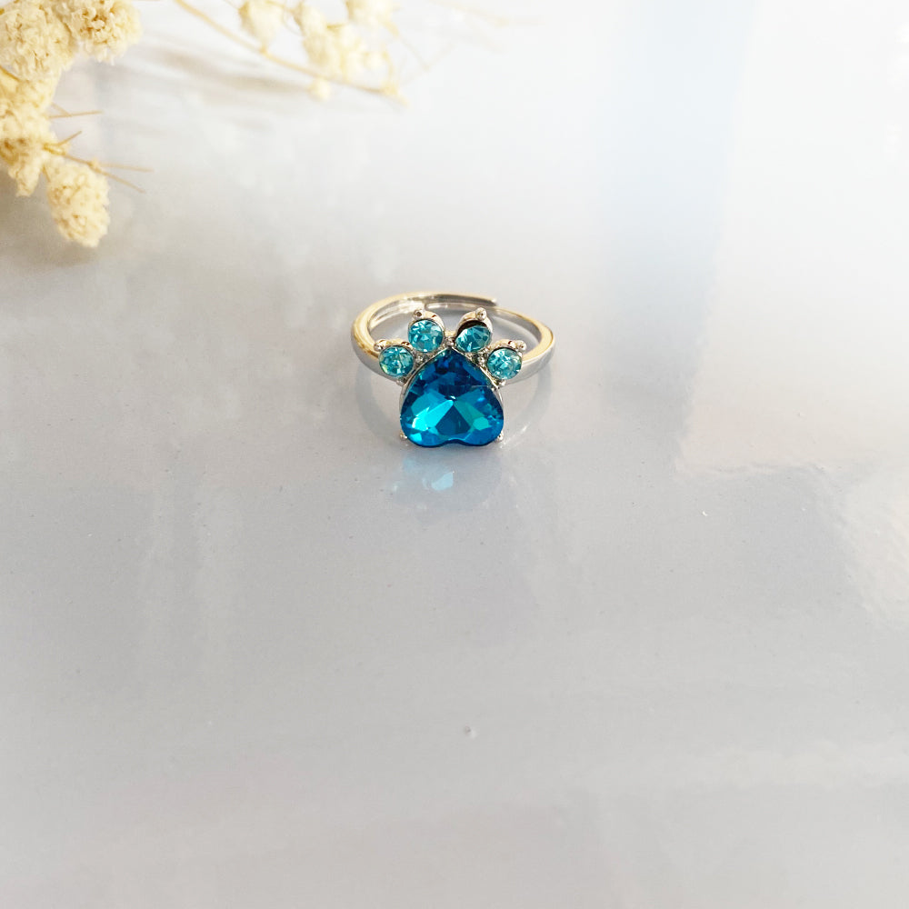 Paw Print Birthstone Rings