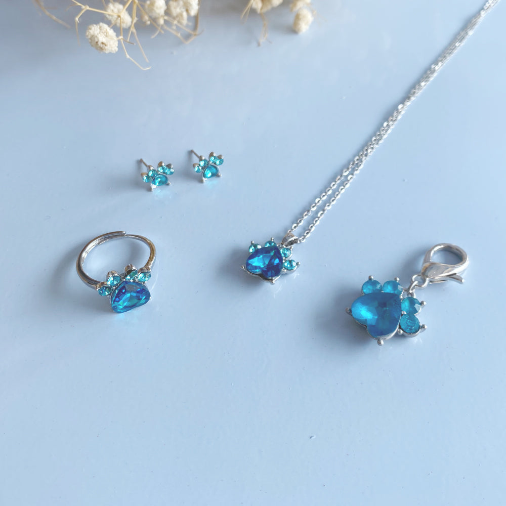 Paw Print Birthstone Jewelry Set