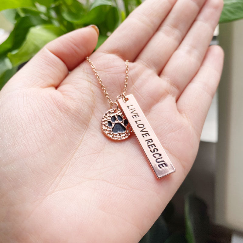 Live Love RescuedTag Necklace - Rose Gold Edition