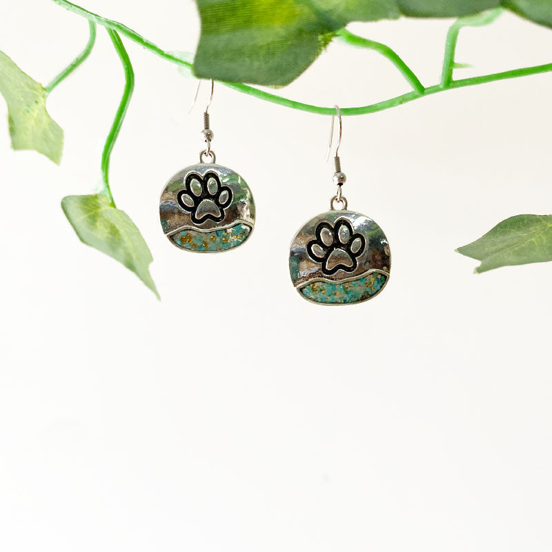 Turquoise Paw Horizon Earrings