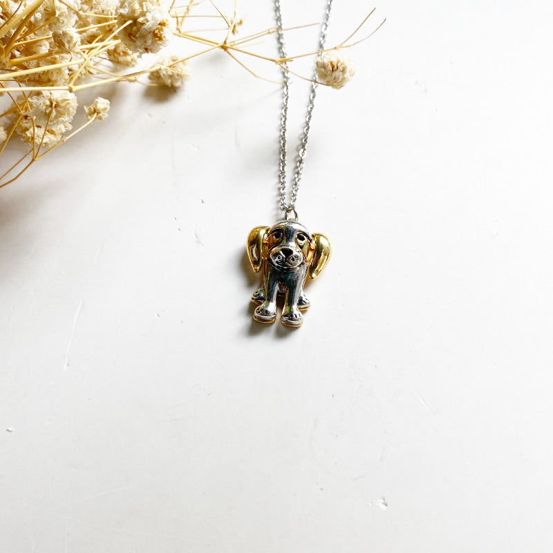 Golden Puppy Charm Metal Necklace