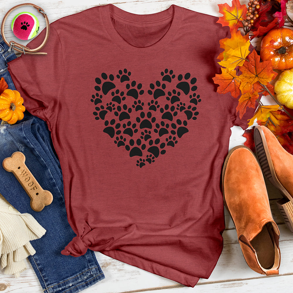 Black Paw Heart Tee
