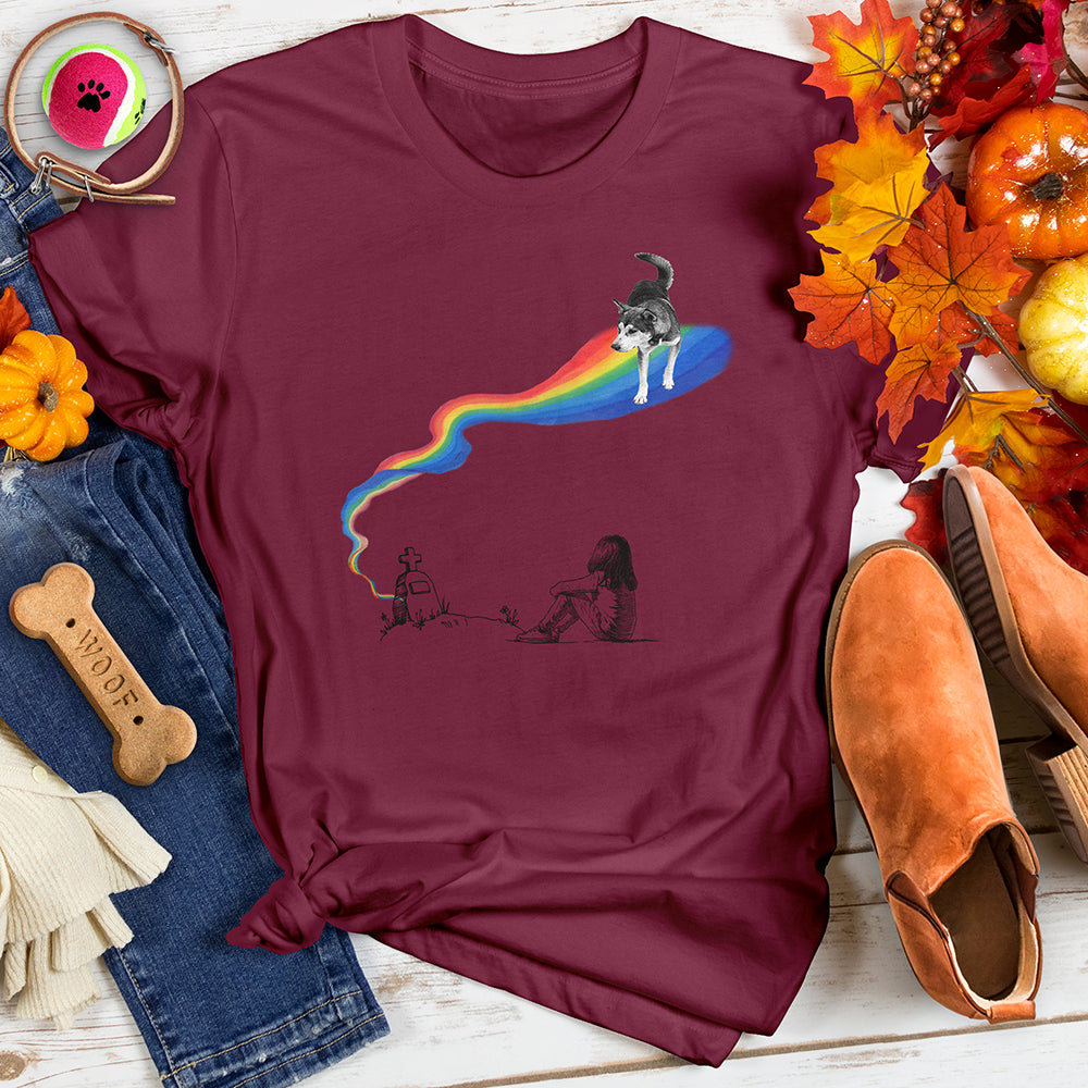 Dog Walking on a Rainbow Tee
