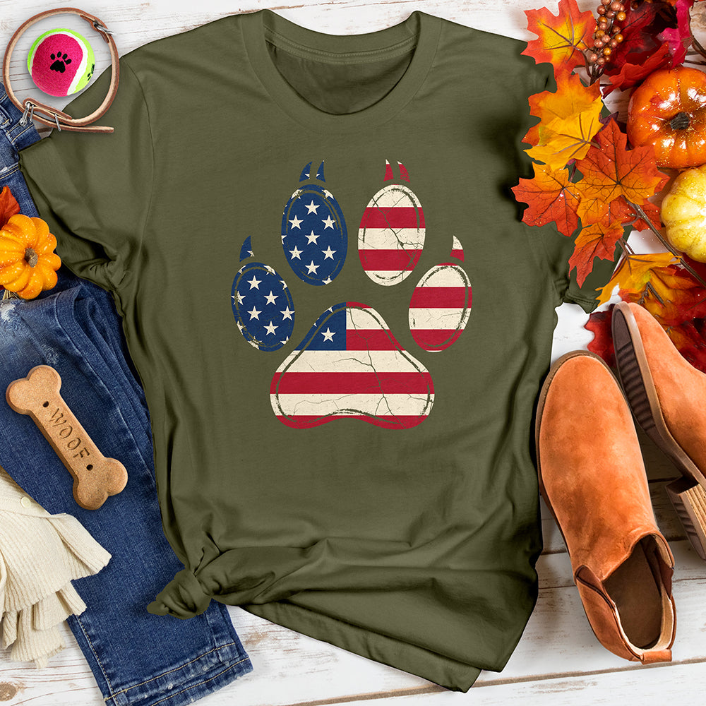 Dog Paw US Flag Tee