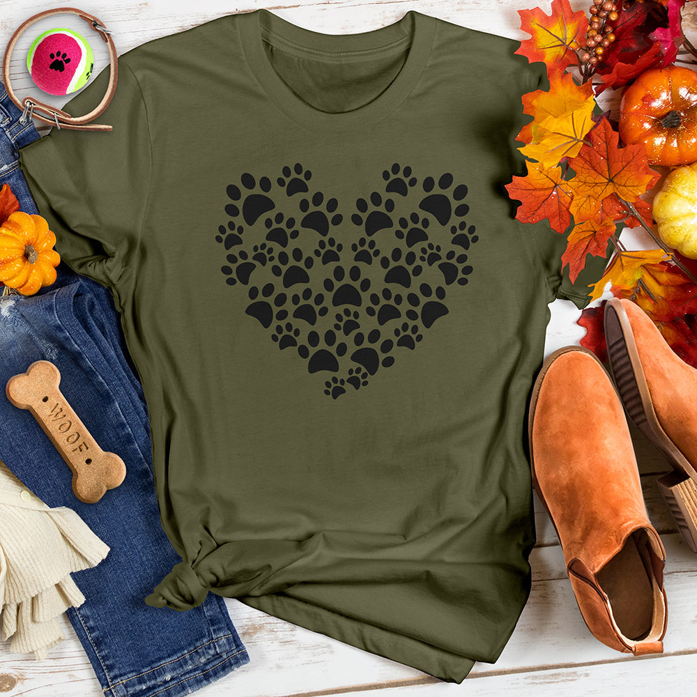 Black Paw Heart Tee