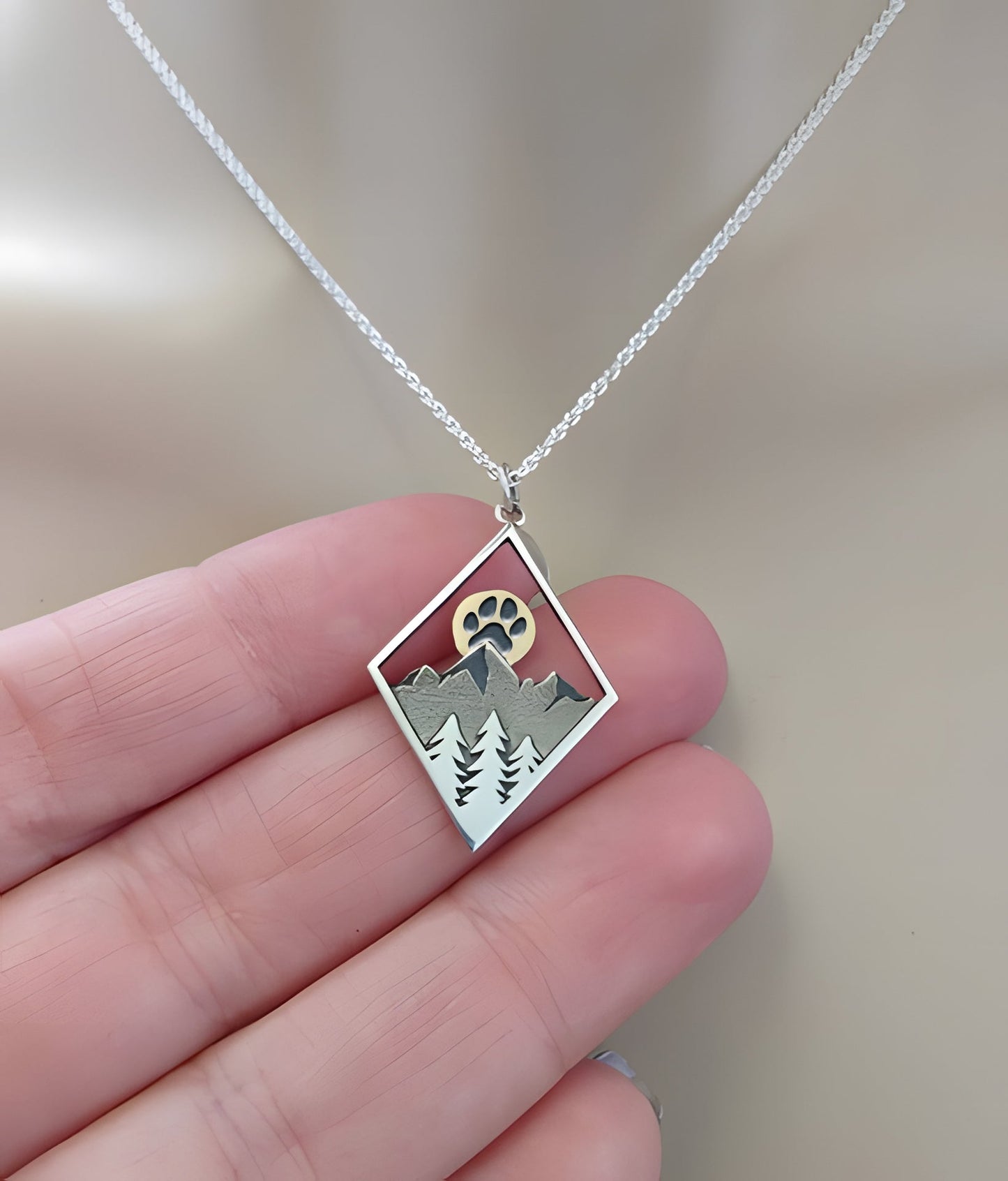 Paw Sunset Mountain Necklace
