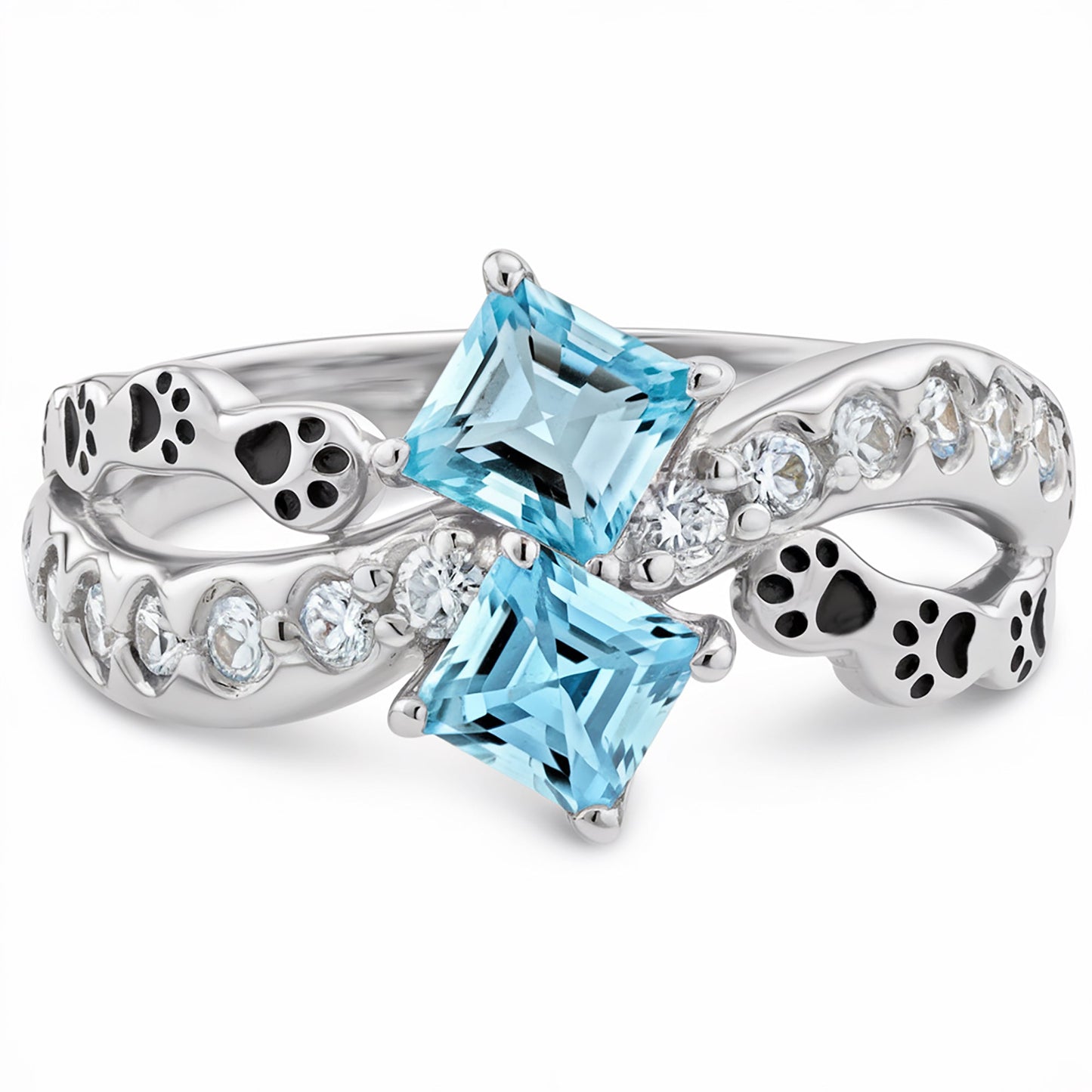 Paw Print Path Stone Rings