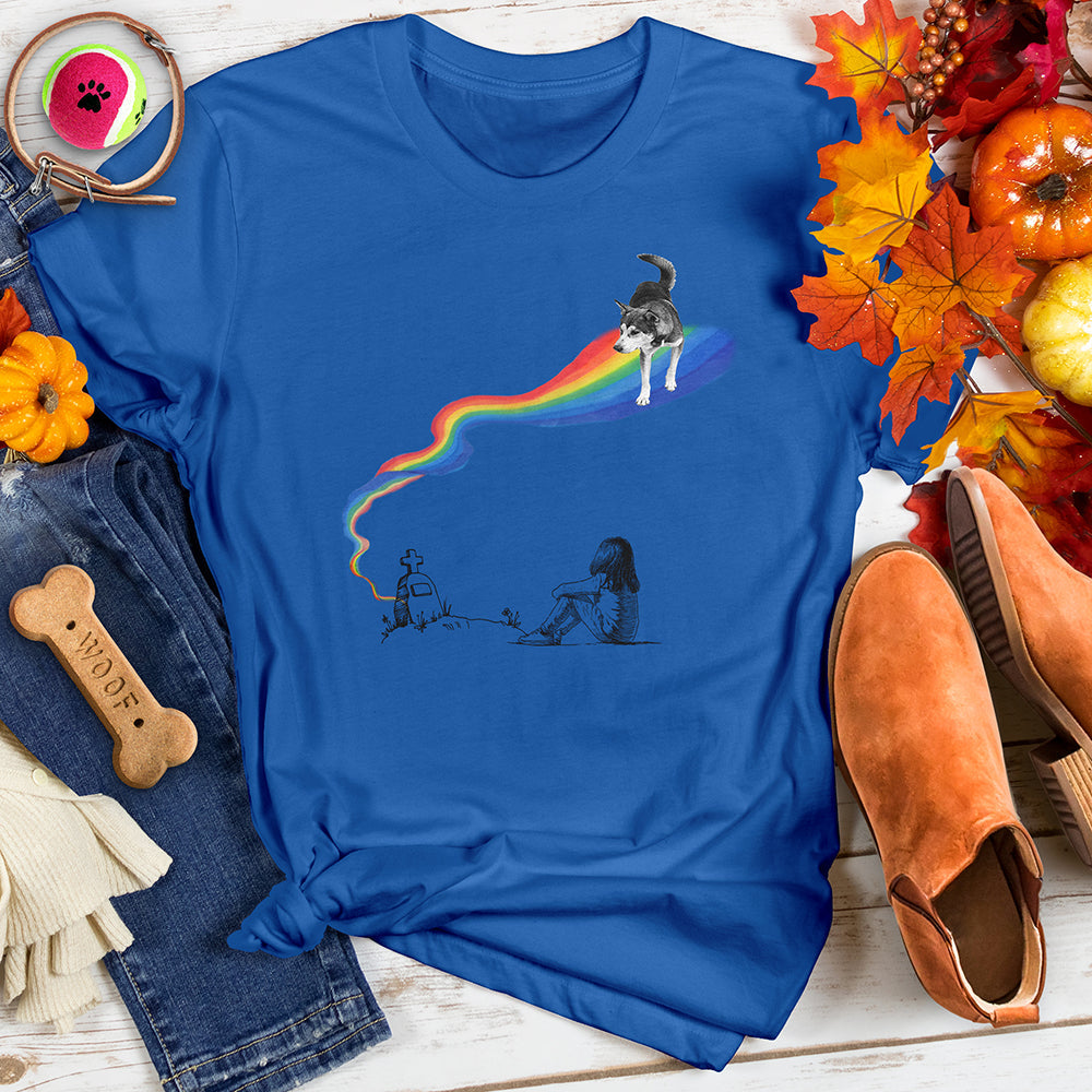 Dog Walking on a Rainbow Tee