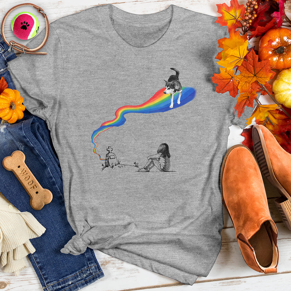 Dog Walking on a Rainbow Tee