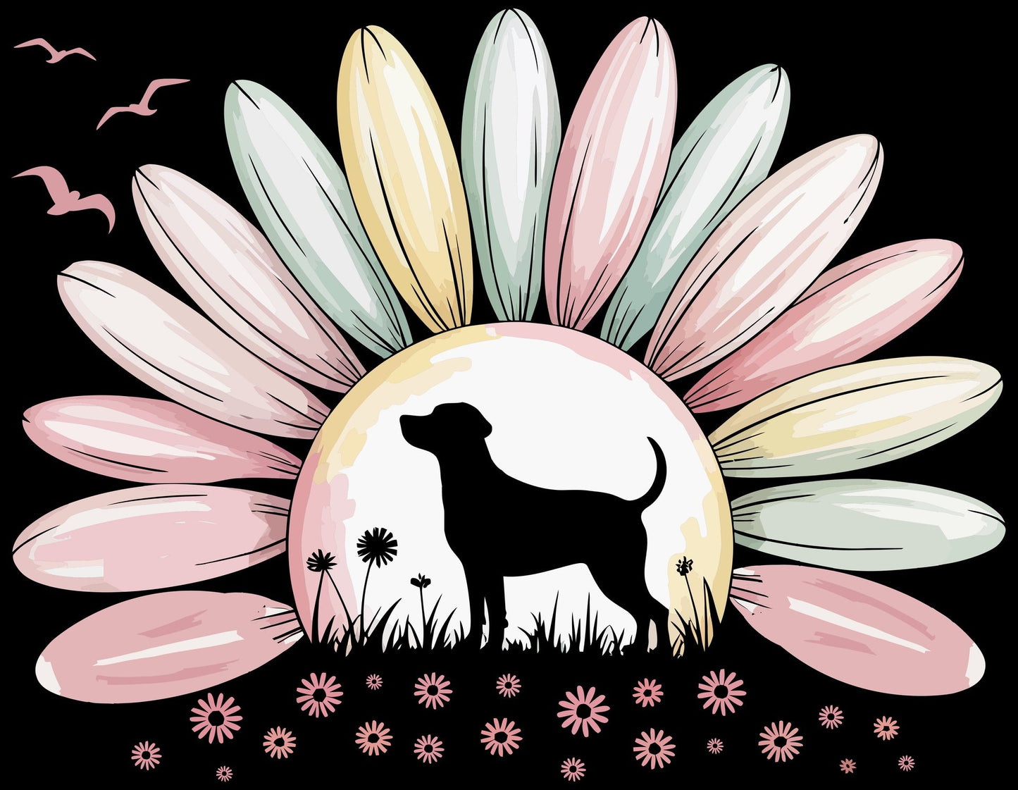 Sunset Flower Paw Print Tee