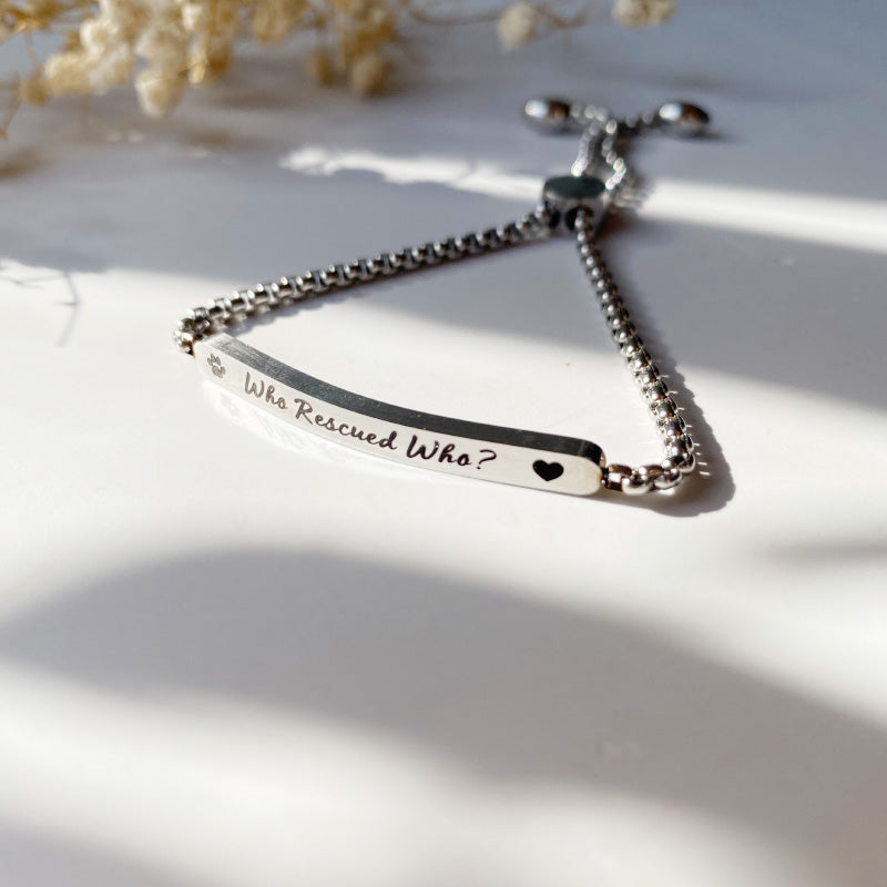 Who Rescued Who Bar Bracelet