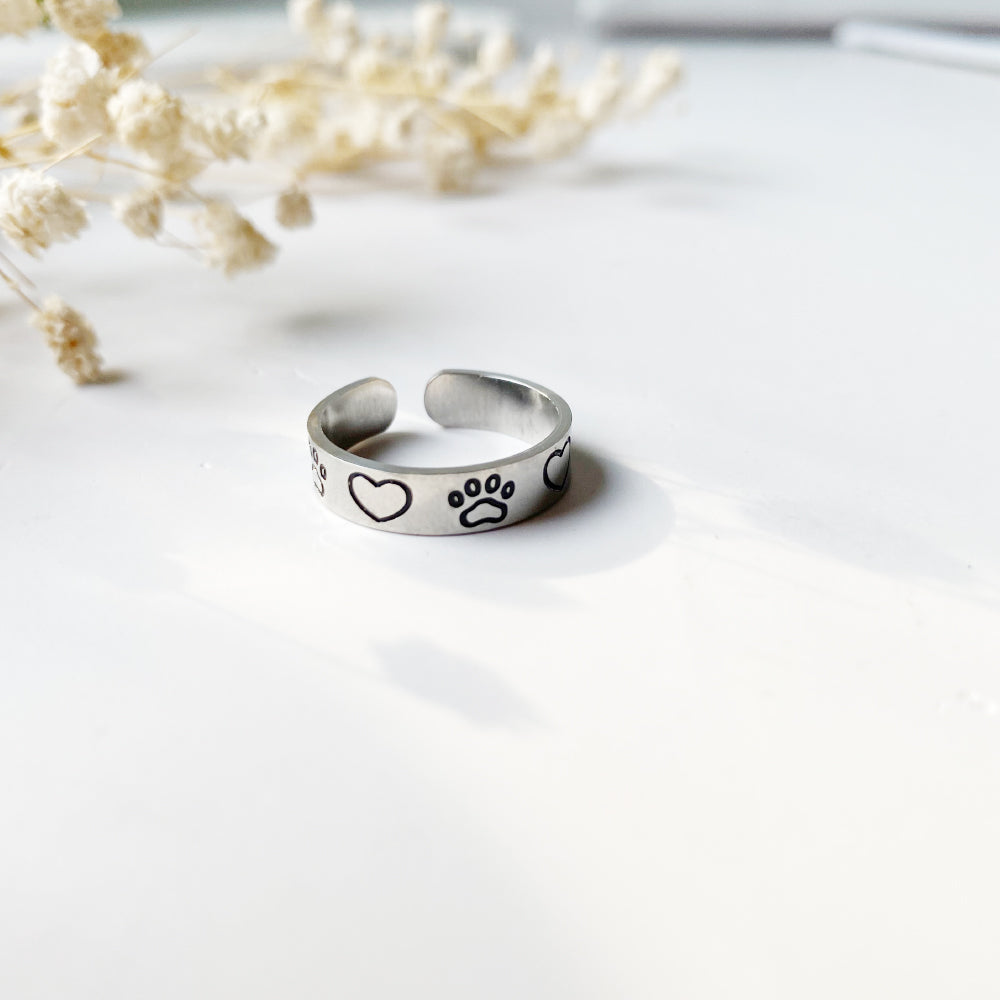Heart Paw Minimalist Ring