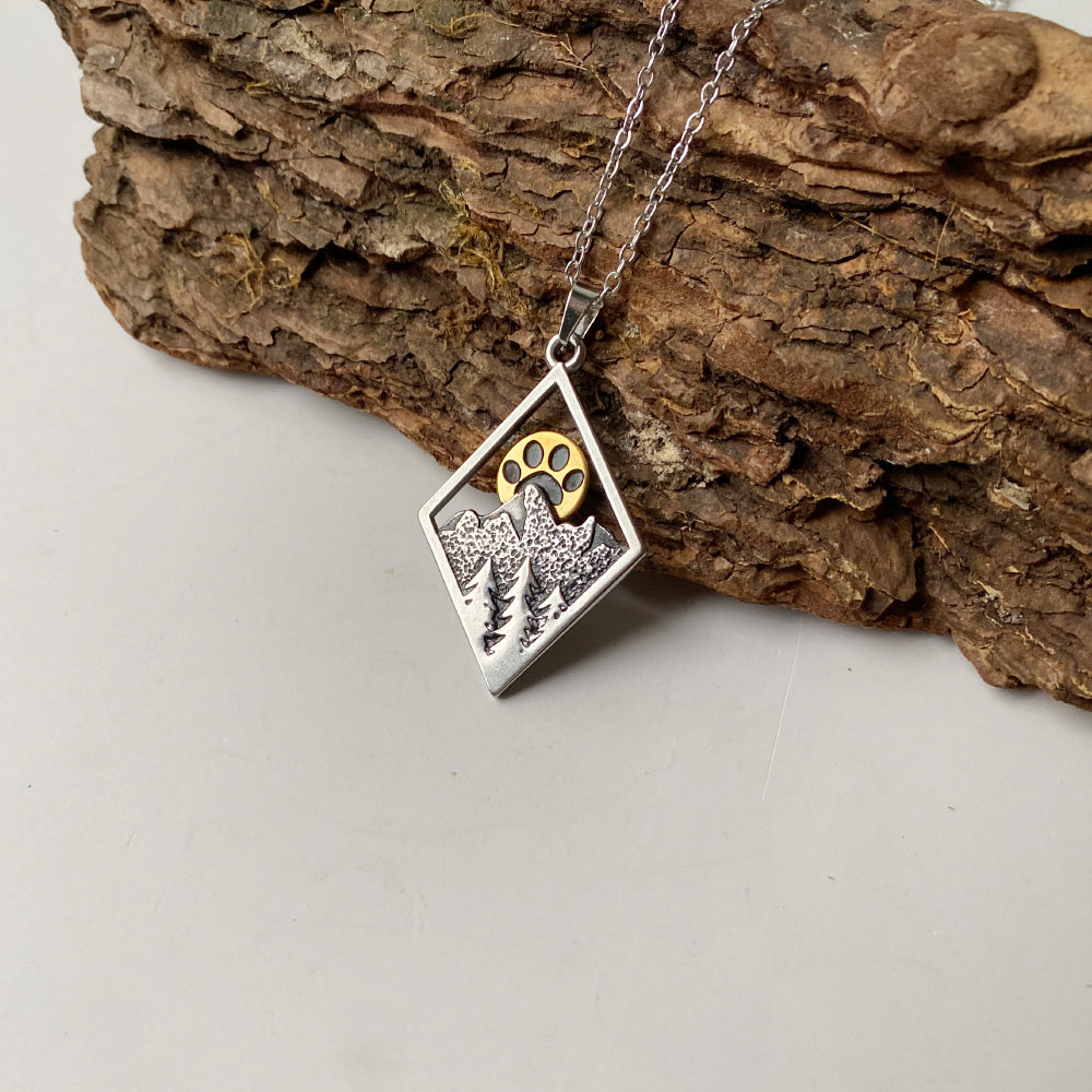 Paw Sunset Mountain Necklace