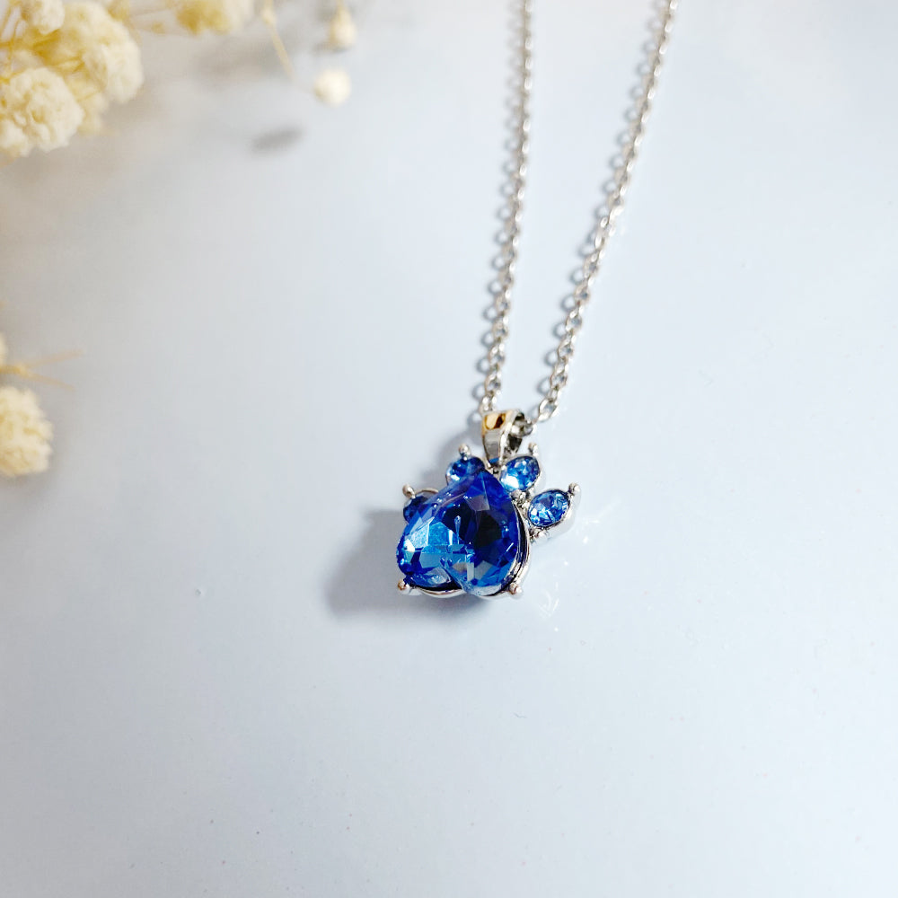 Paw Print Birthstone Necklaces