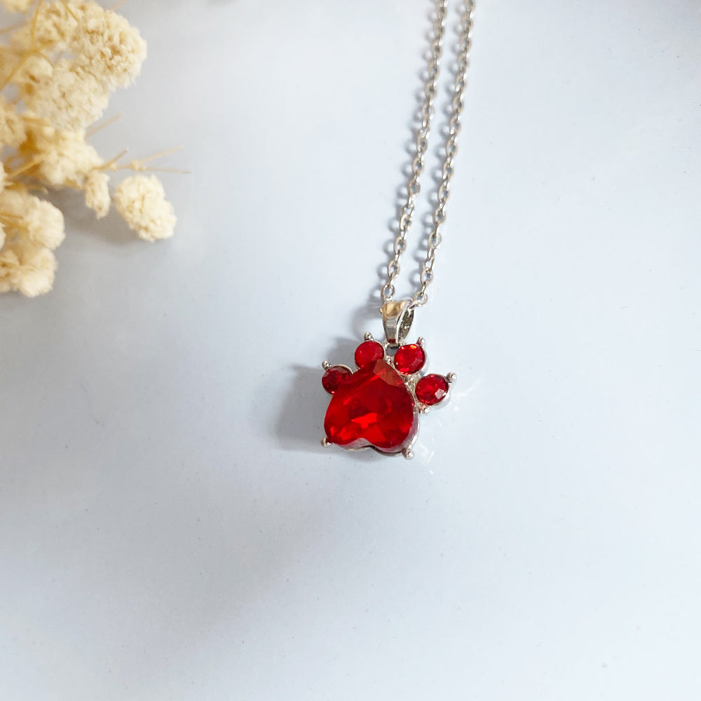 Paw Print Birthstone Necklaces