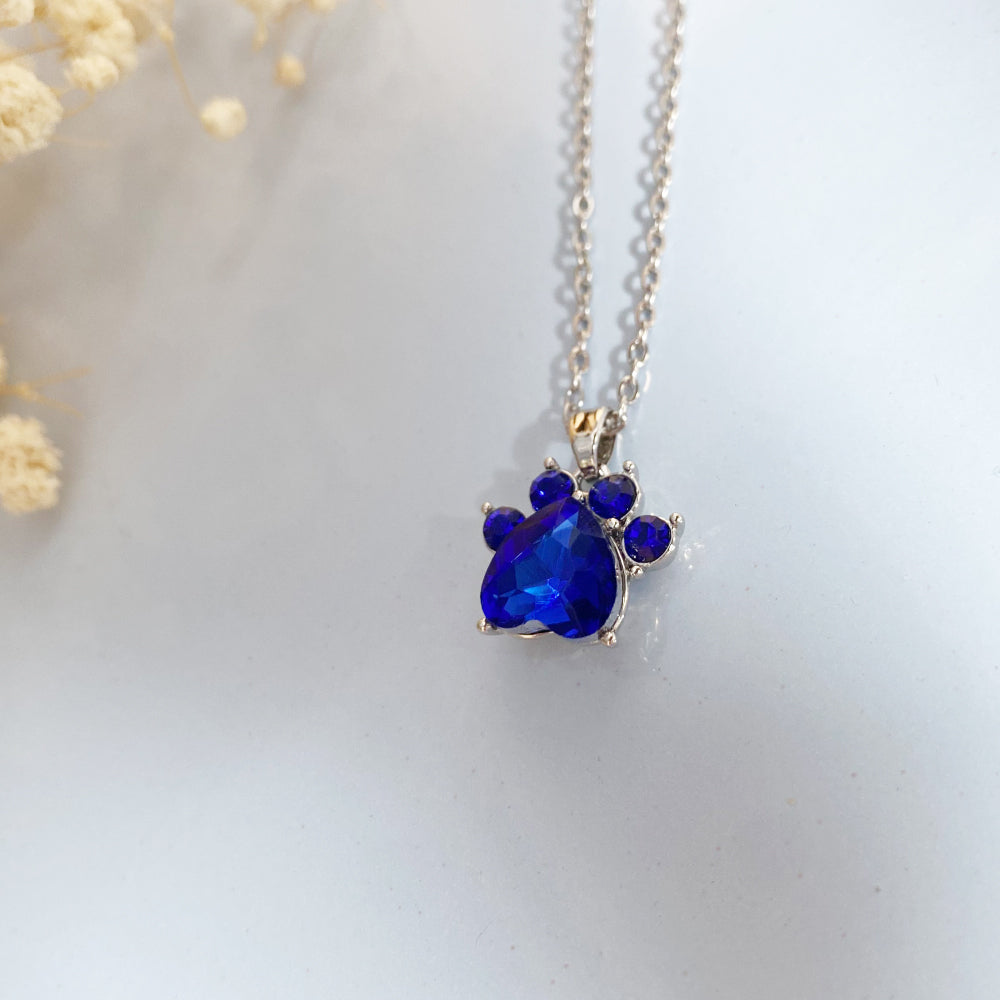 Paw Print Birthstone Necklaces