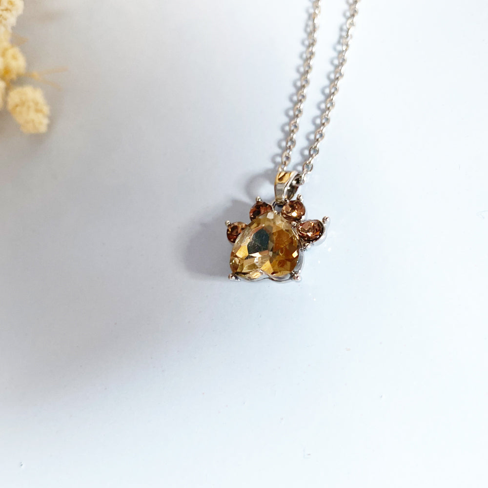 Paw Print Birthstone Necklaces