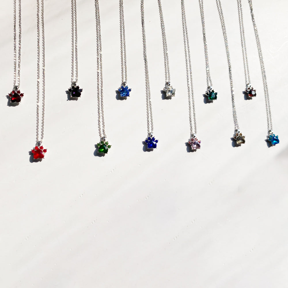 Paw Print Birthstone Necklaces