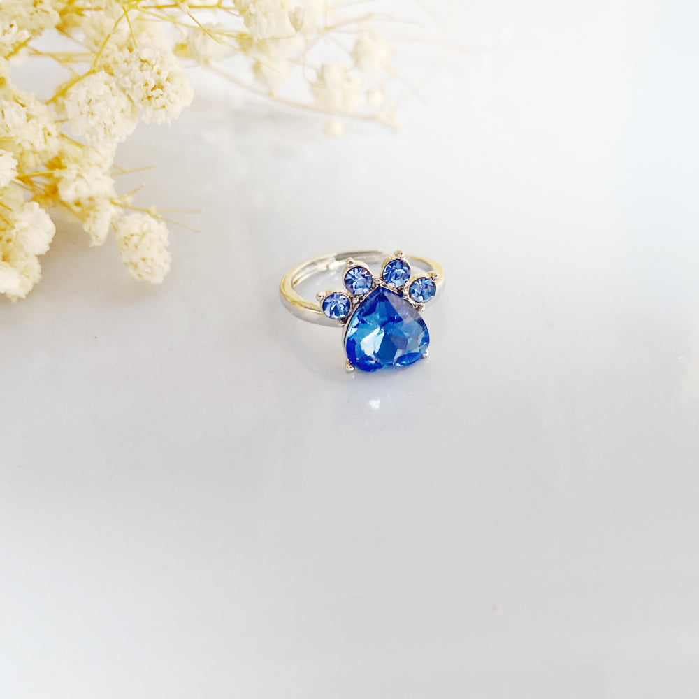 Paw Print Birthstone Rings