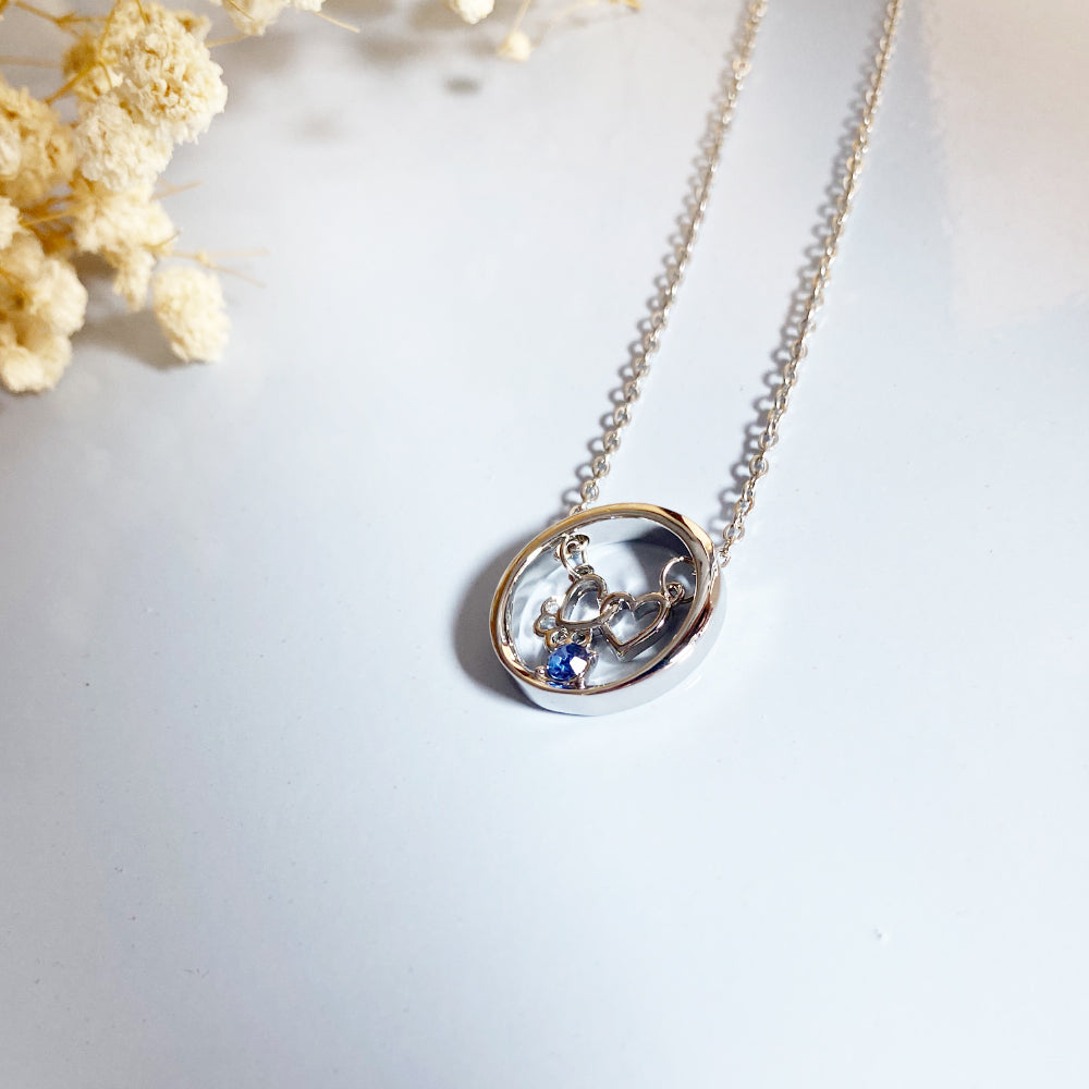 Paw Heart Birthstone Necklaces