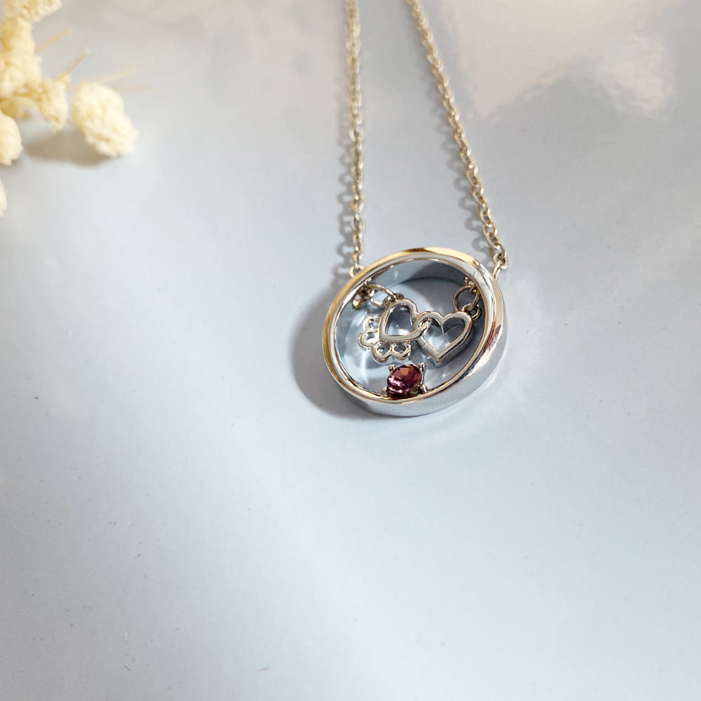 Paw Heart Birthstone Necklaces