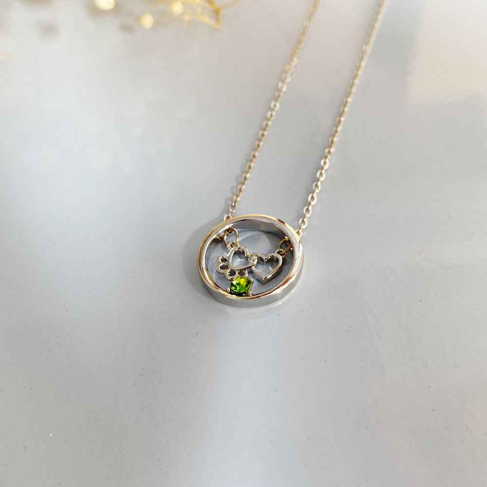 Paw Heart Birthstone Necklaces