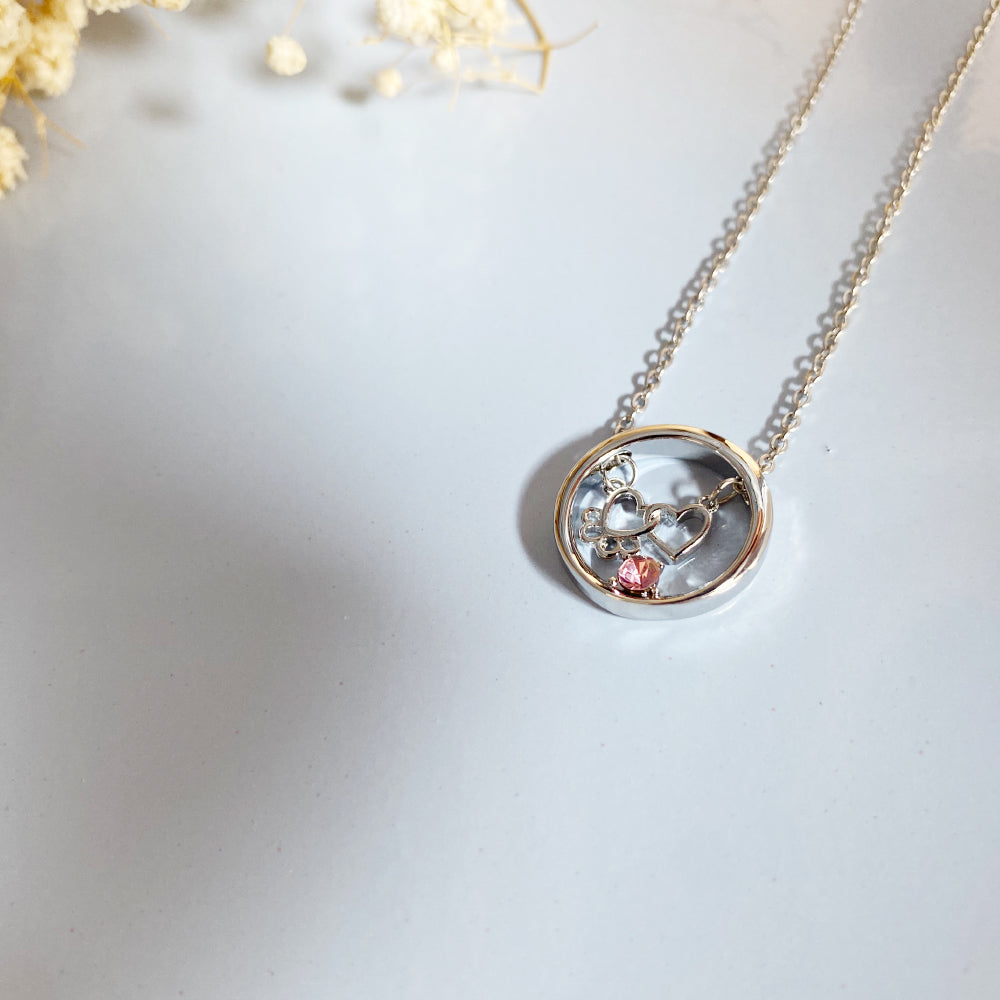Paw Heart Birthstone Necklaces