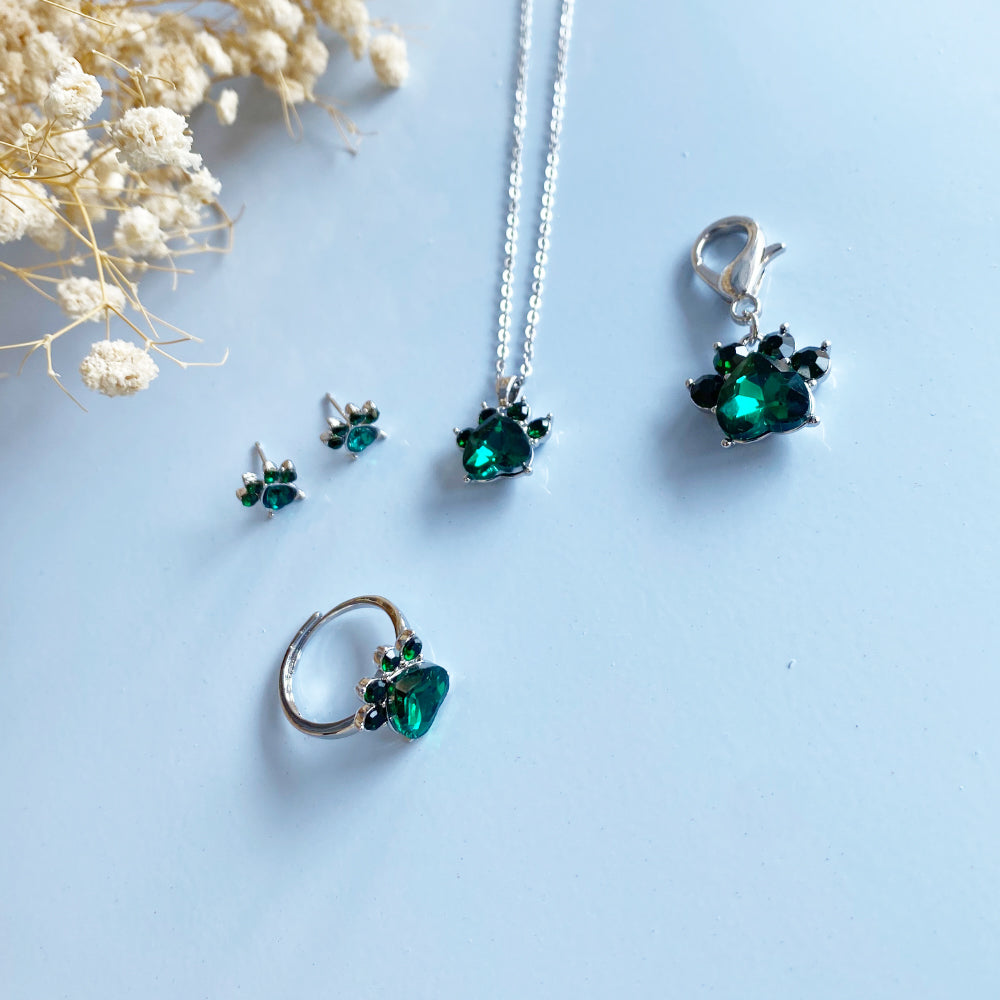 Paw Print Birthstone Jewellry Set