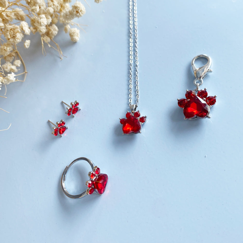 Paw Print Birthstone Jewellry Set