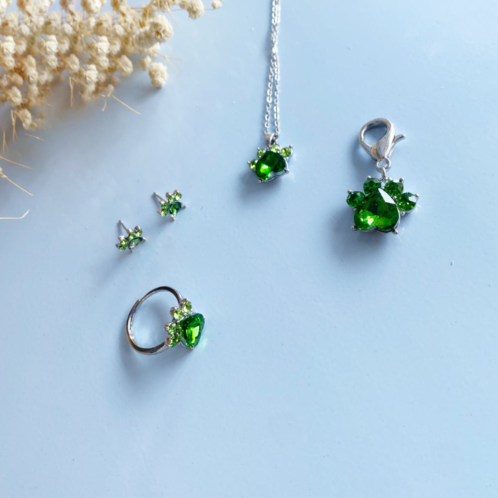 Paw Print Birthstone Jewellry Set