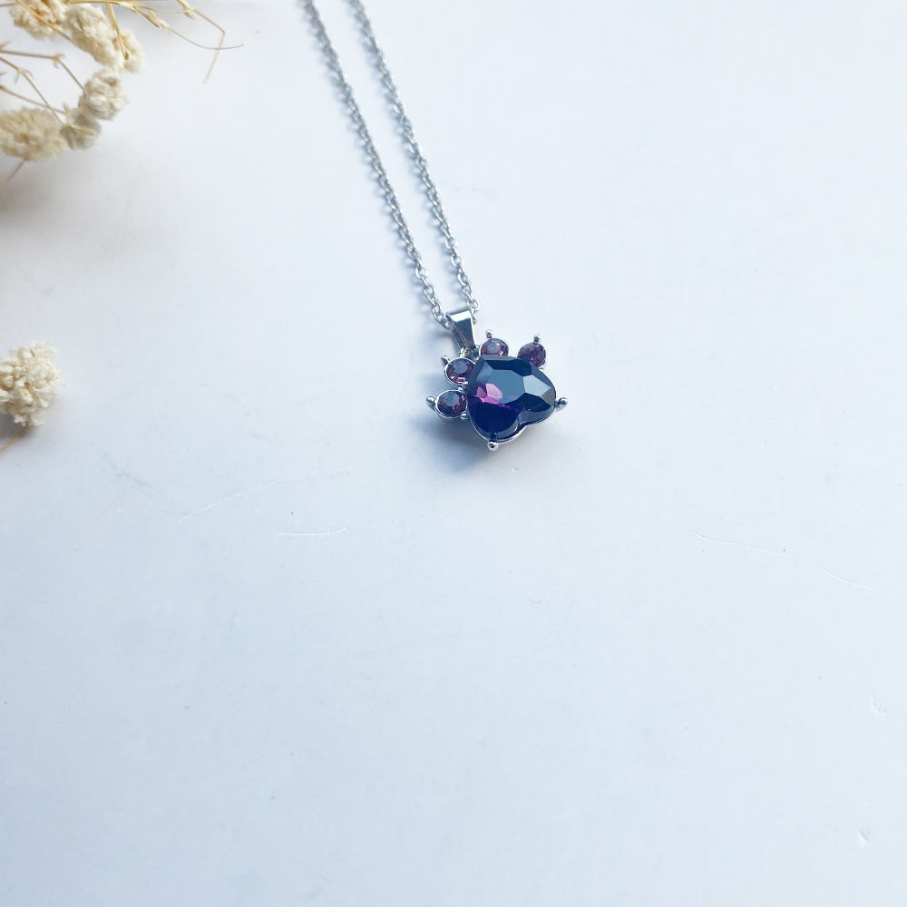 Paw Print Birthstone Necklaces