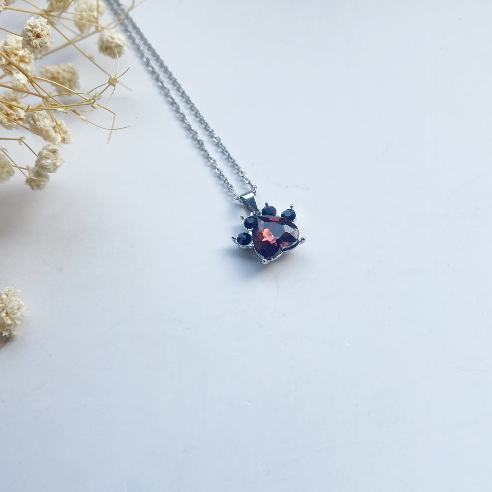 Paw Print Birthstone Necklaces