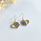 Golden Paw Heart Dangles Earrings