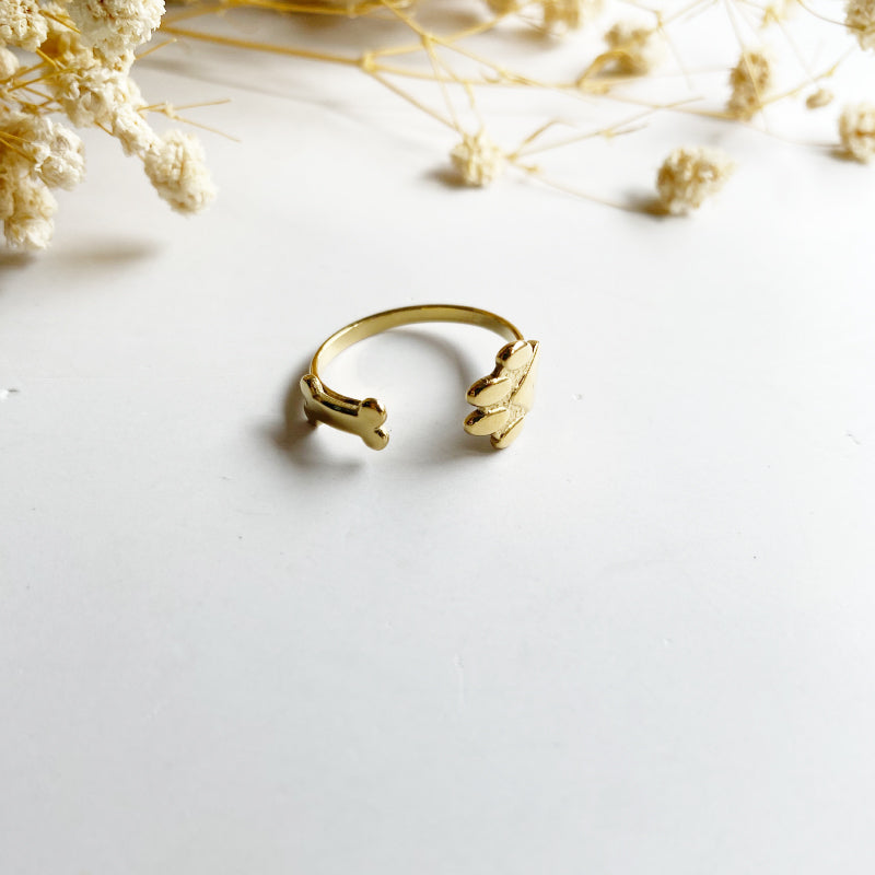 Gold Paw & Bone Hug Ring