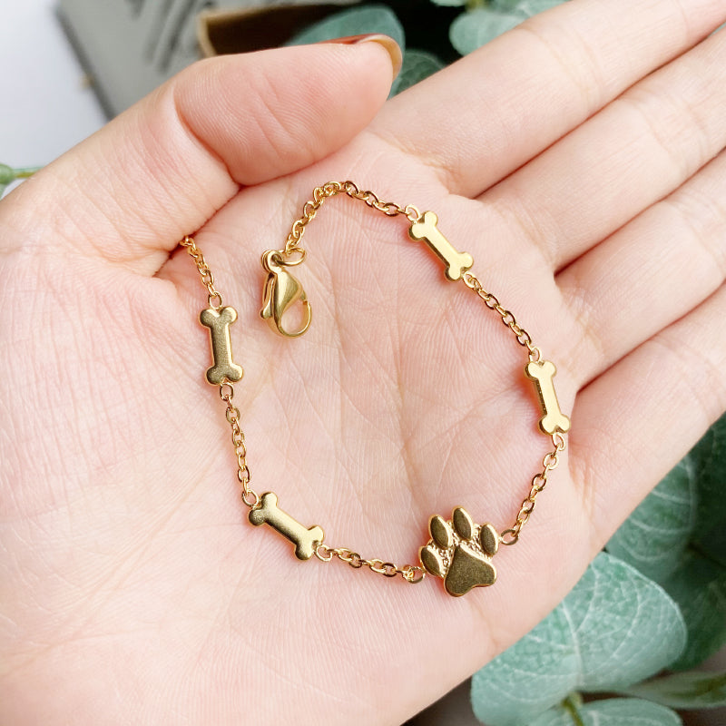 Golden Paw & Bones Link Bracelet
