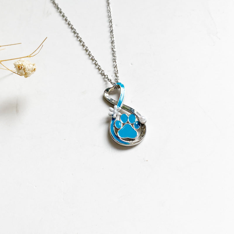 Blue Blossom Paw Infinity Necklace