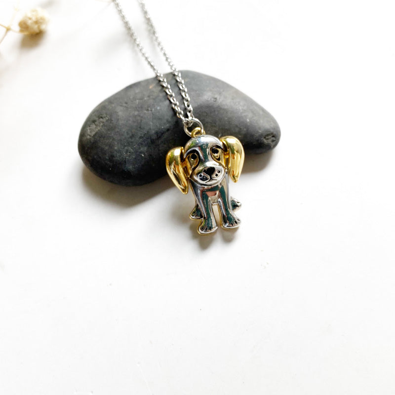 Golden Puppy Charm Metal Necklace