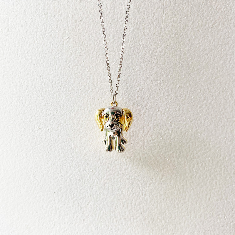 Golden Puppy Charm Metal Necklace