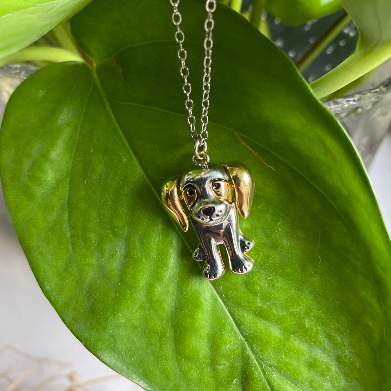 Golden Puppy Charm Metal Necklace