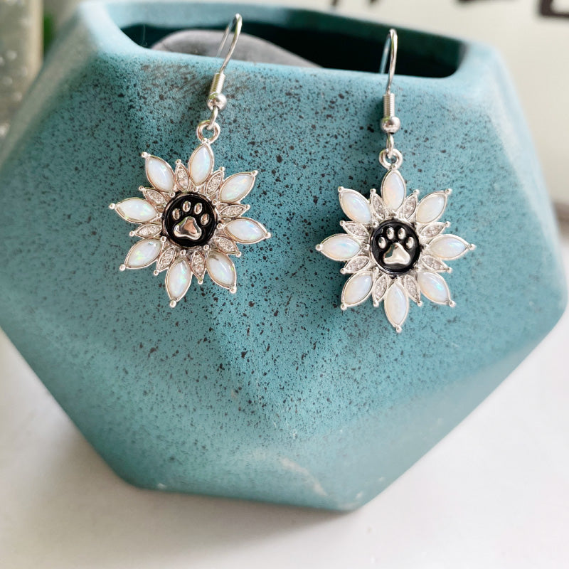 Snowflake Opal Paw Drop Earrings