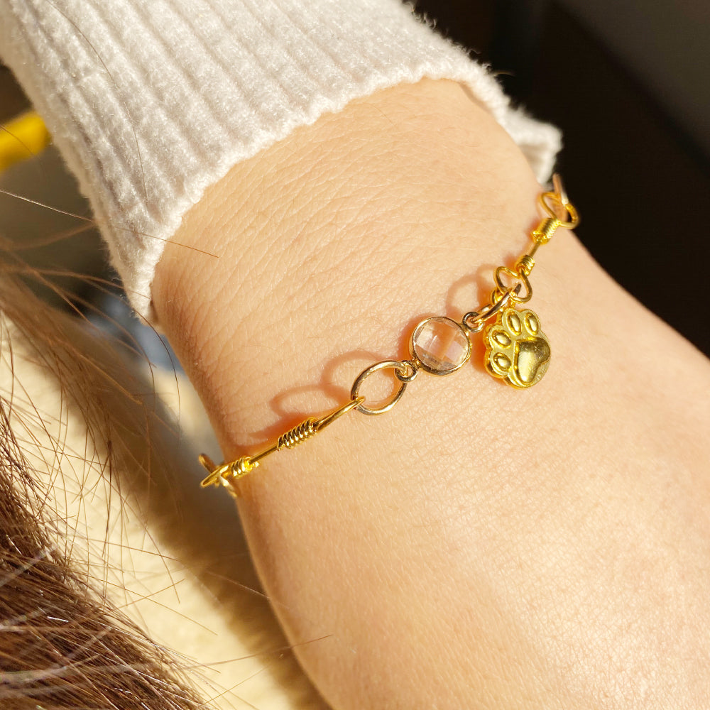 Gold Paw Birthstone Bracelets