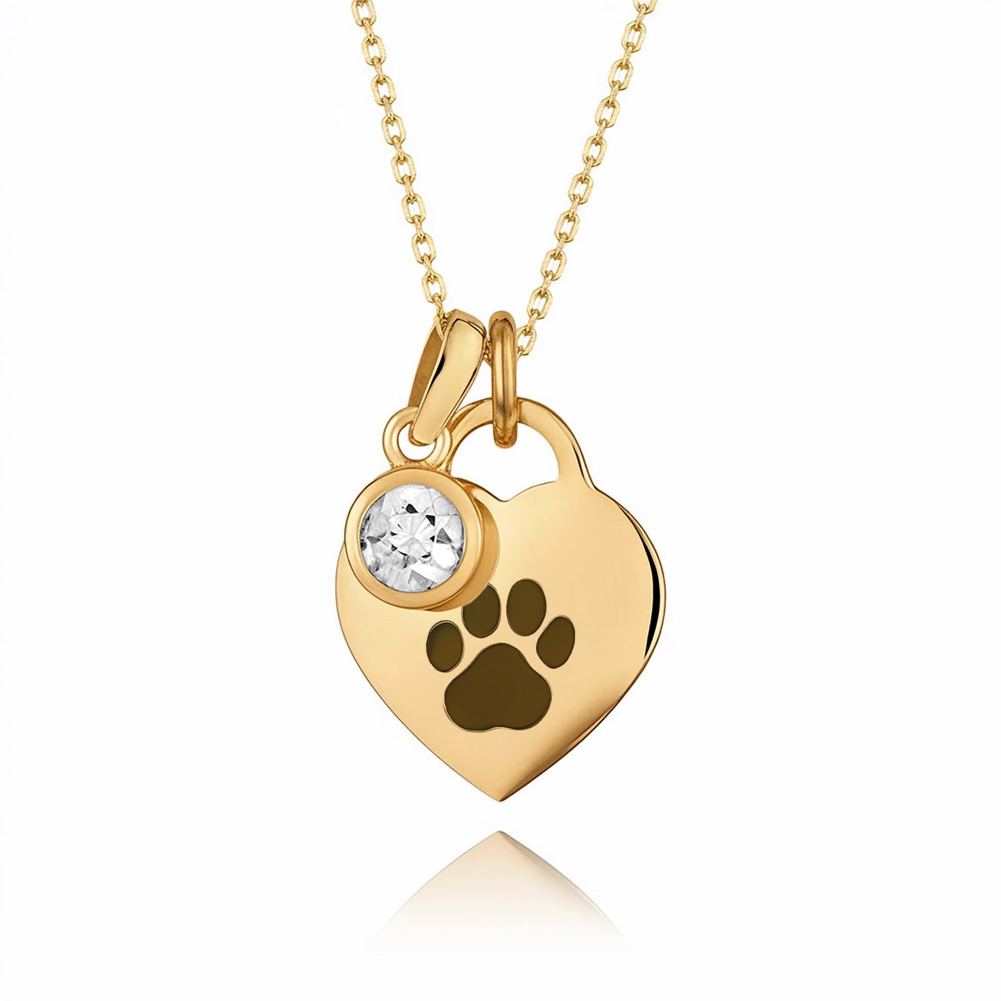 Gold Paw Birthstone Necklace