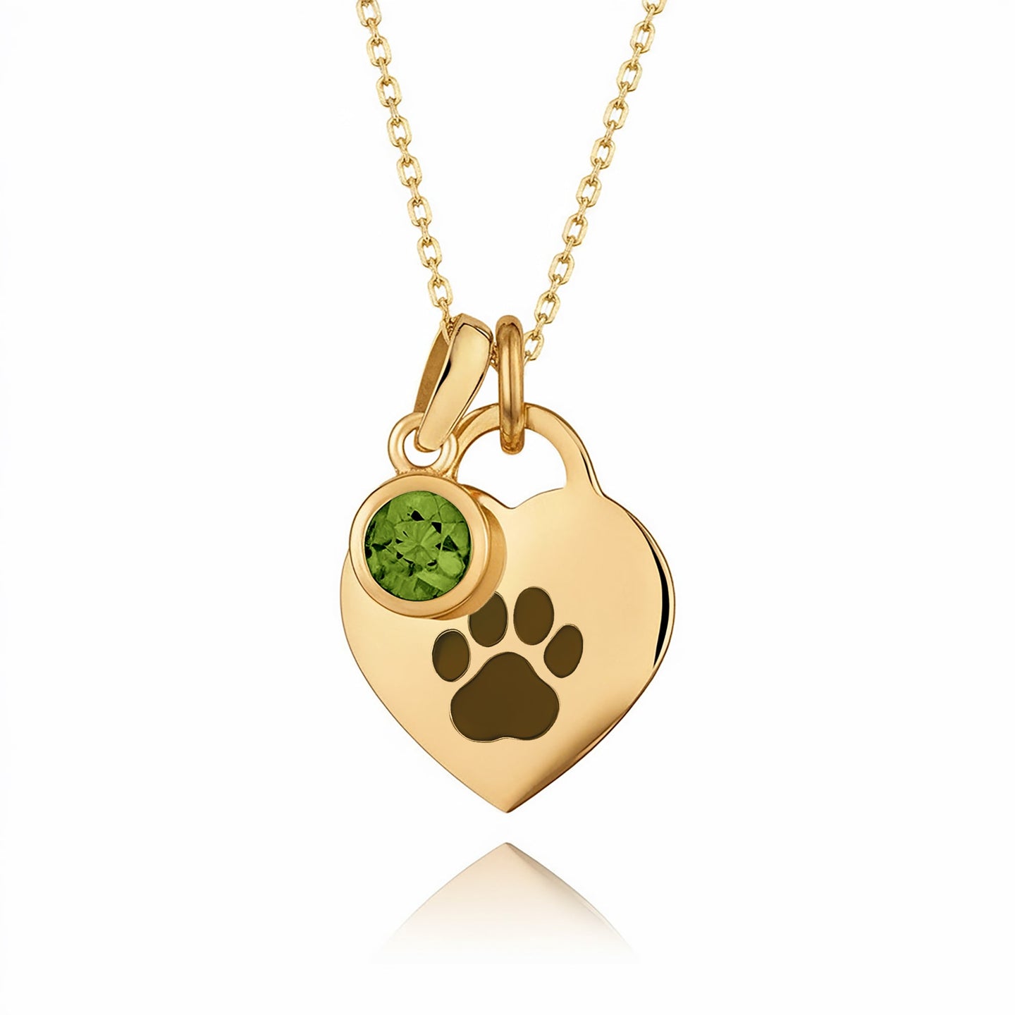 Gold Paw Birthstone Necklace